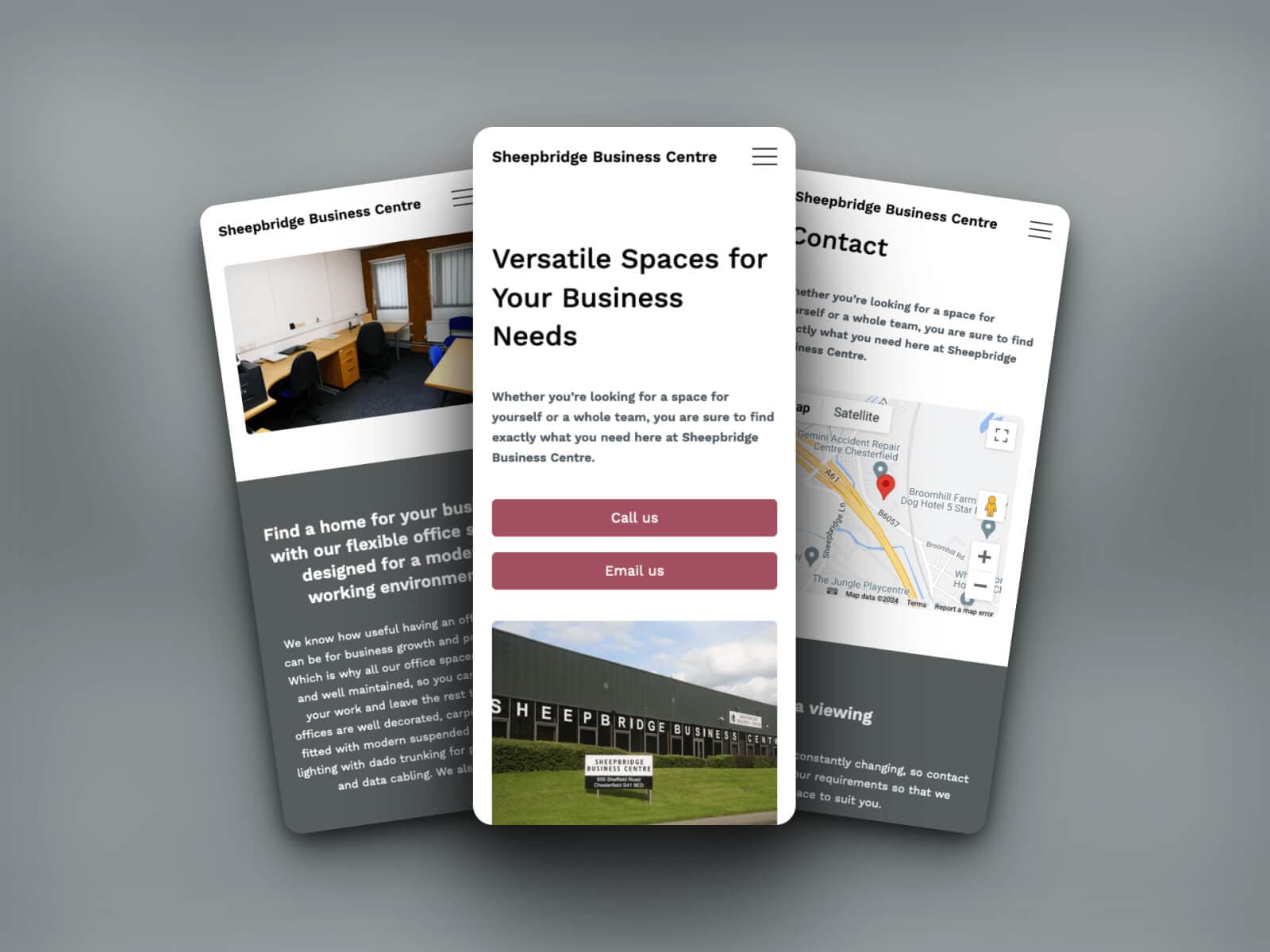 Sheepbridge Business Centre website showing office spaces